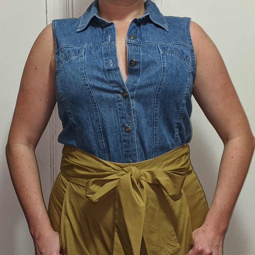 Vintage Denim Sleeveless Button Down